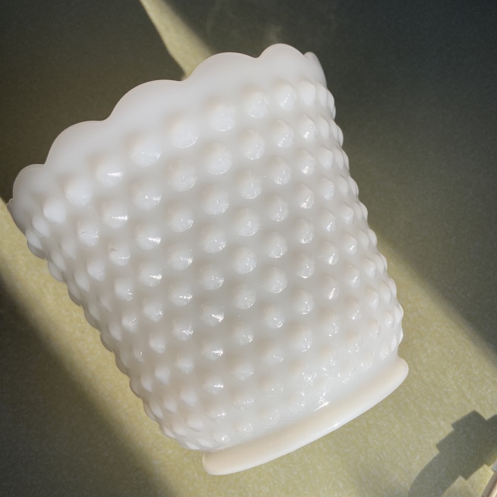 Vintage Fire king oven ware small milk glass hobnail dish A12 - Picture 12 of 12